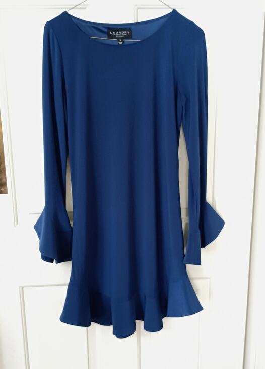 Laundry By Shelli Segal Dresses & Skirts - Laundry by Shelli Segal - Blue Fluted Long Bell Sleeve Mini Dress - Sz 0